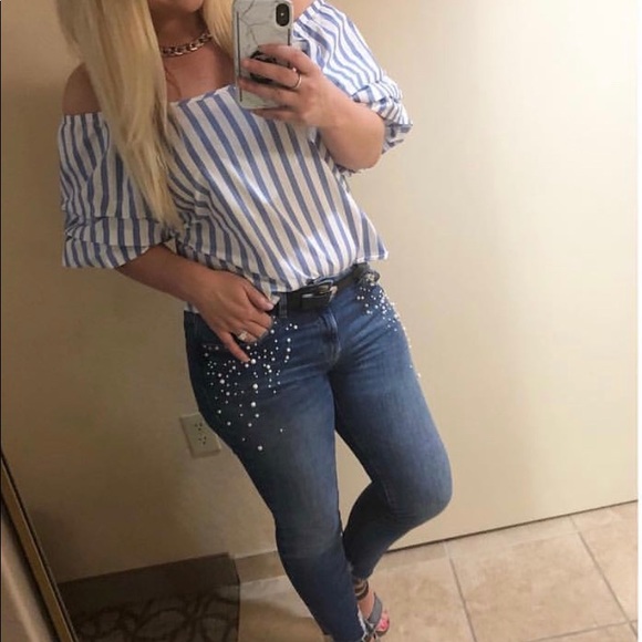 Mavi “Tess” high rise skinny with pearl detail - Picture 2 of 2